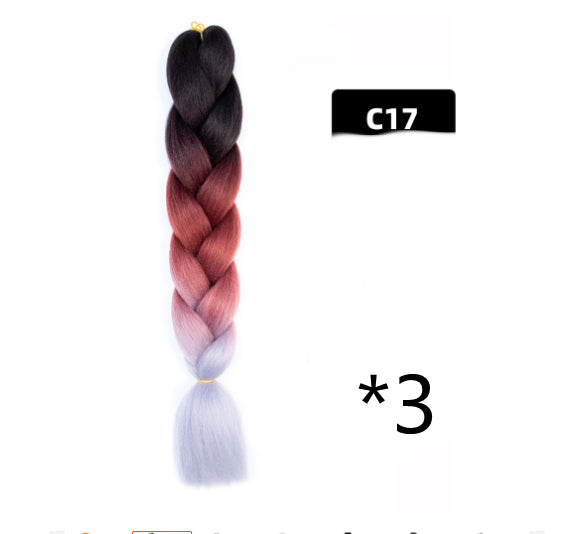 Color Big Braid African Chemical Fiber High Temperature Silk Wig Gradient