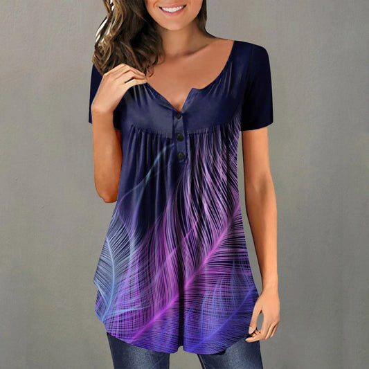 Loose V-neck Women's Top T-shirt