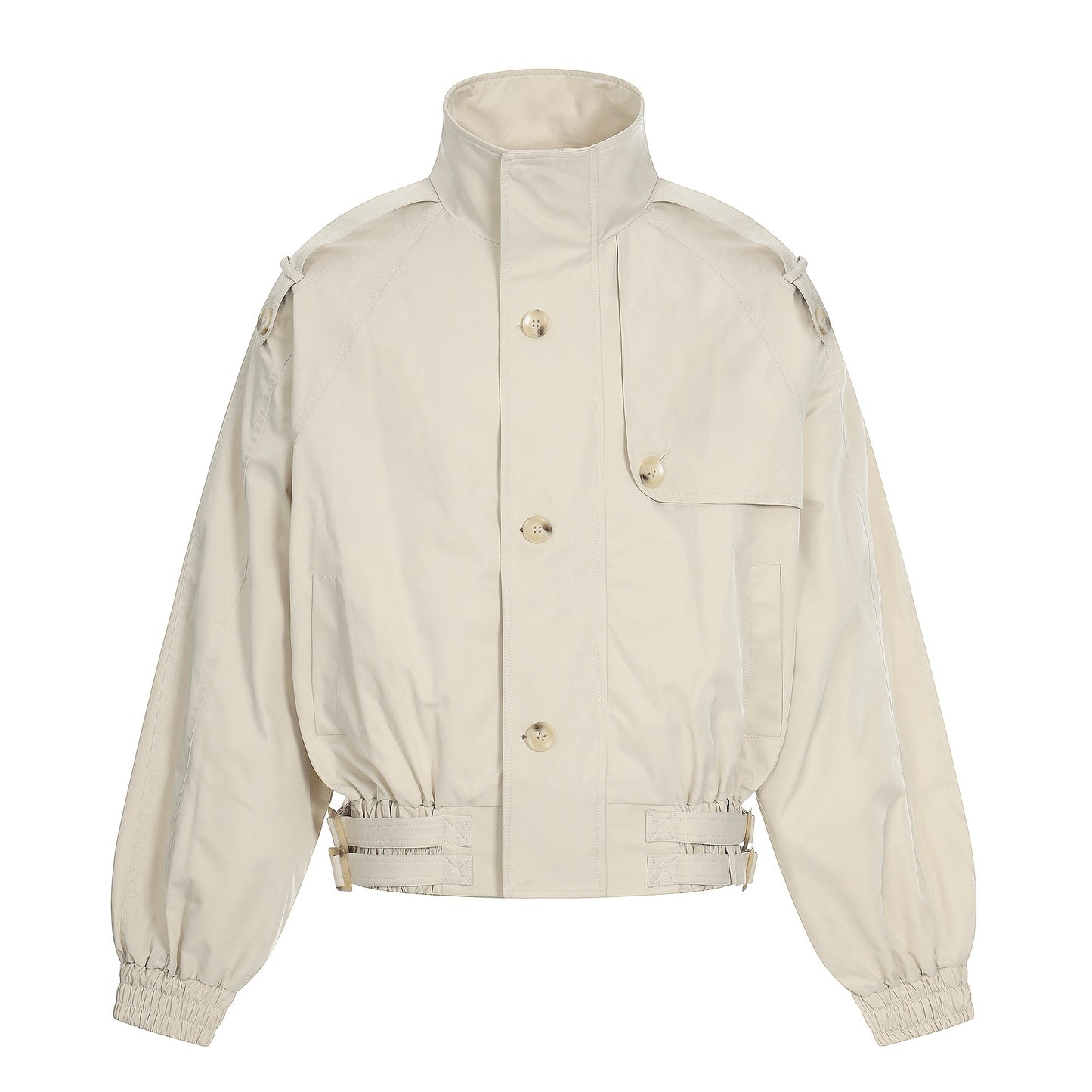 Mens Retro Solid-Color Stand-Up Collar Short Casual Jacket