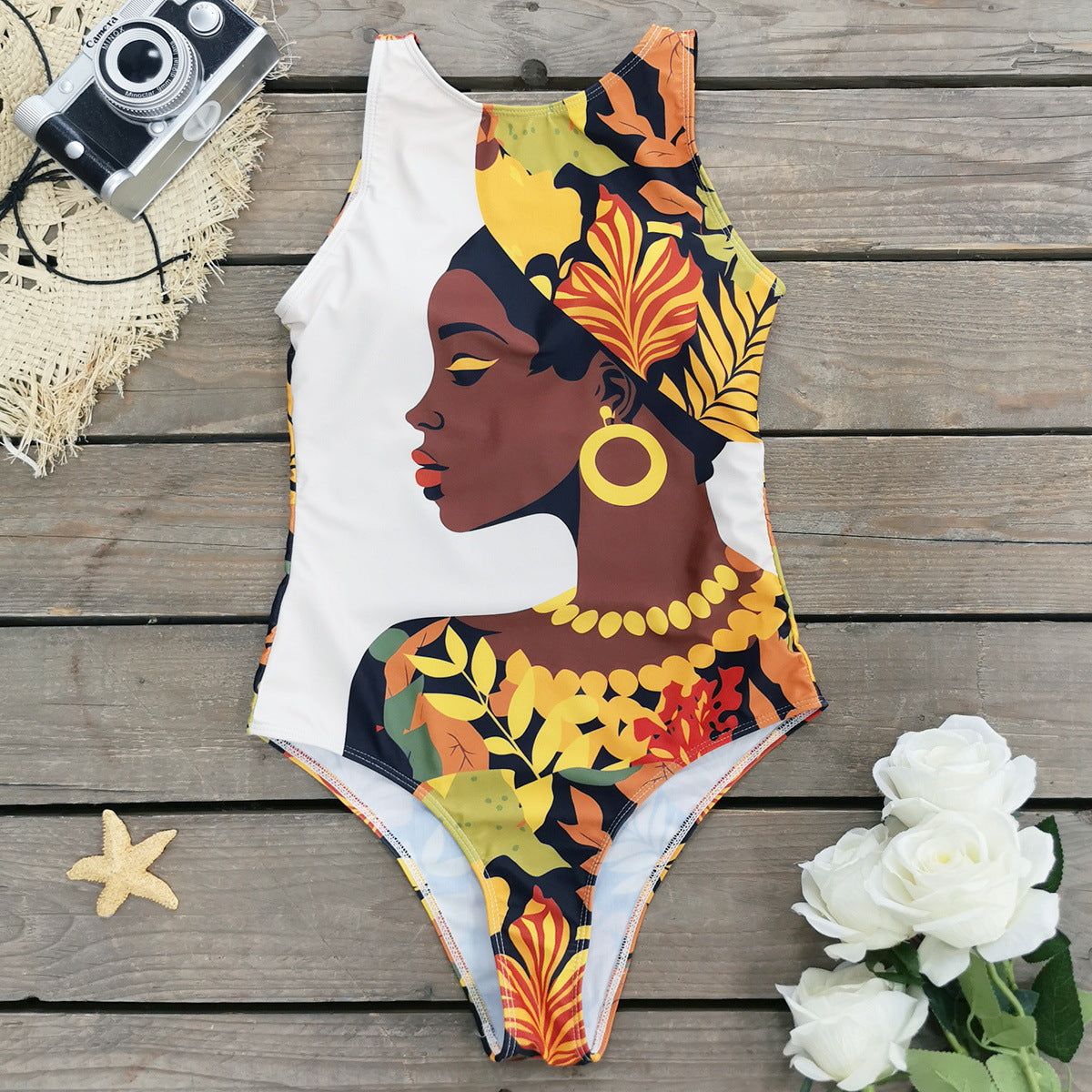 Women's Fashion Abstract Pattern Printed Swimsuit