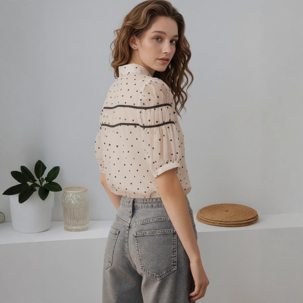Women's Sexy Polka Dot Sleeveless Side Wrap Top