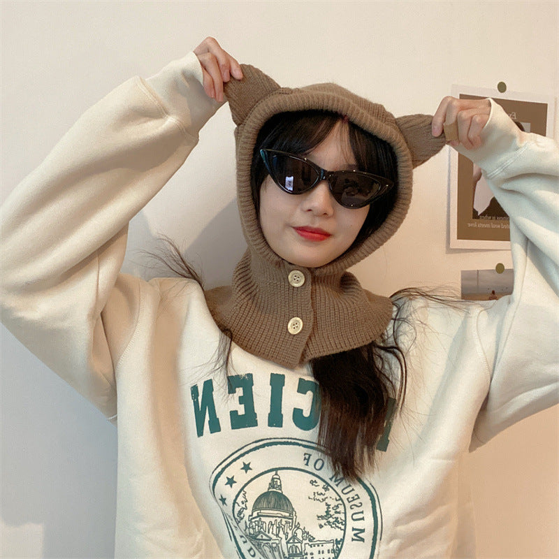 Knitted Hat Warm Neck Wrap