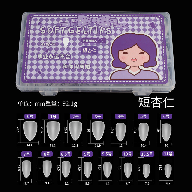 Ultra-short Frosted Nail Tips Ultra-thin Seamless Water Drop Almond Carving-free Grinding