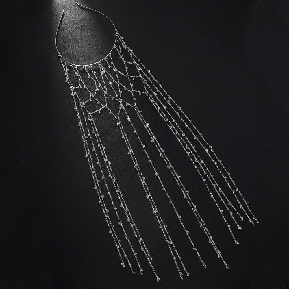 Mesh Tassel High Sense Rhinestone Headband