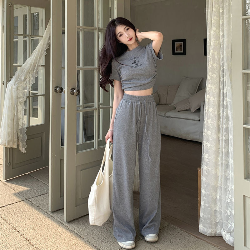 Top With Draped Wide-leg Pants Two-piece Set