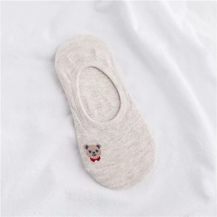 Women's Spring Animal Cartoon Vegetable Invisible Boat Socks Silicone