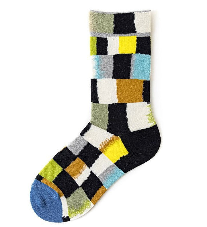Trendy Mid-calf Length Socks Preppy Style Stockings Artistic Illustration Socks