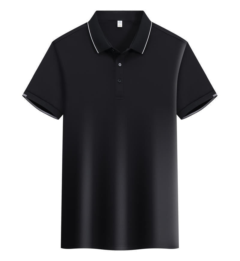ICE Cotton Single Side Color Secondary Collar Lapel Short Sleeve Polo Shirt