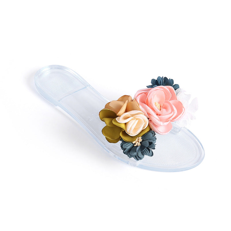 Women's Flat Bottom Crystal Transparent Slippers