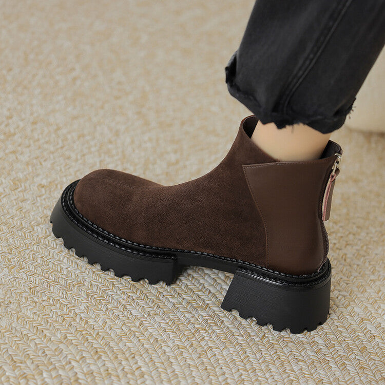 British Style Leather Thick Soled Martin Boots With Thick Heels