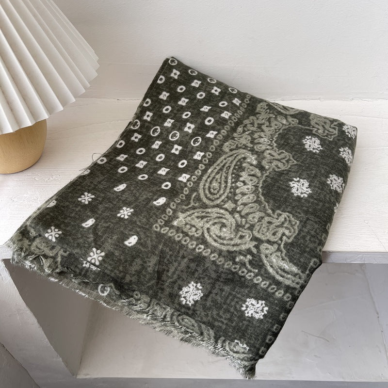 Skin-friendly Flannel Scarf For Women, Versatile Cotton And Linen For Autumn And Winter