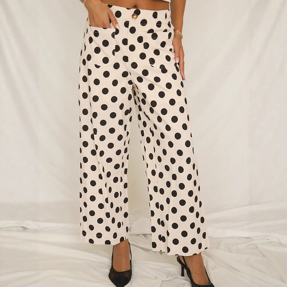 Stylish And Playful Polka-dot Print Slimming Casual Pants For Women