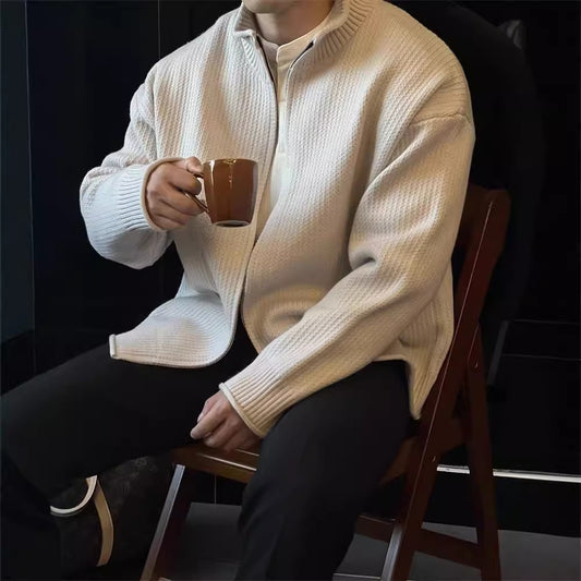 Men's Stand-Up Collar Knitted Cardigan Jacket Vintage Sweater