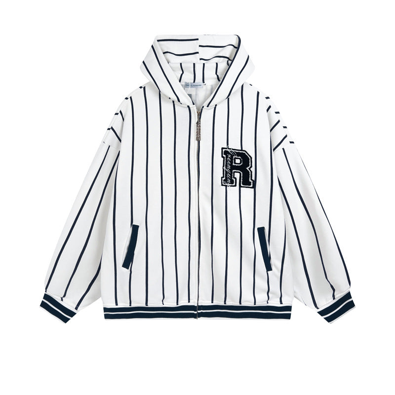Blue And White Striped Hip Hop Street Retro Wear Autumn And Winter Thin Sweater