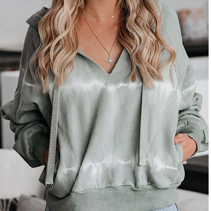 European And American Tie-dye Loose Gradient Casual Hooded Sweater