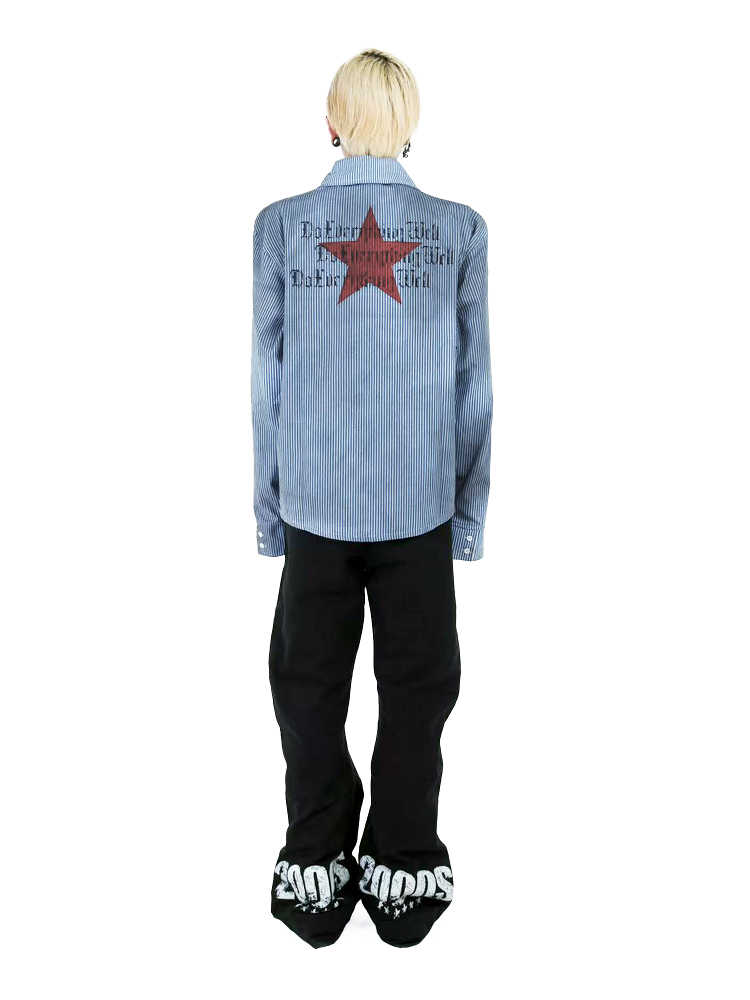Leisure Washed-out Dirty Blue Striped Shirt