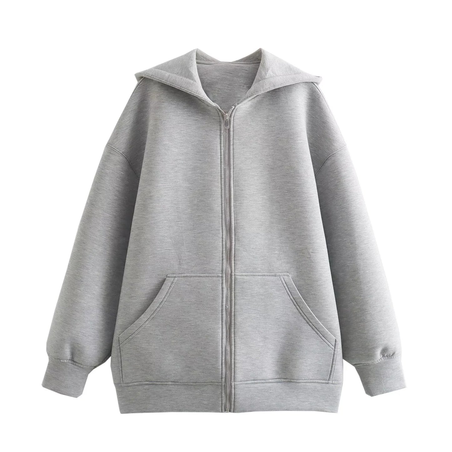 Idle Style Casual Zipper Gray Air Cotton Sweater For Women