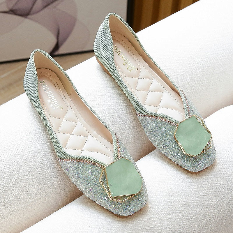 Soft Bottom Square Toe Flat Single Shoes Women Fashion