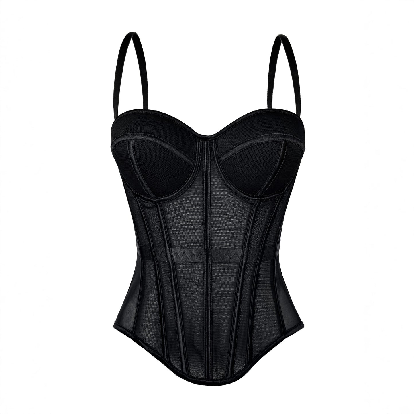 European And American Solid Color Fashion Fishbone Corset Waist-tight Slimming Mesh Camisole
