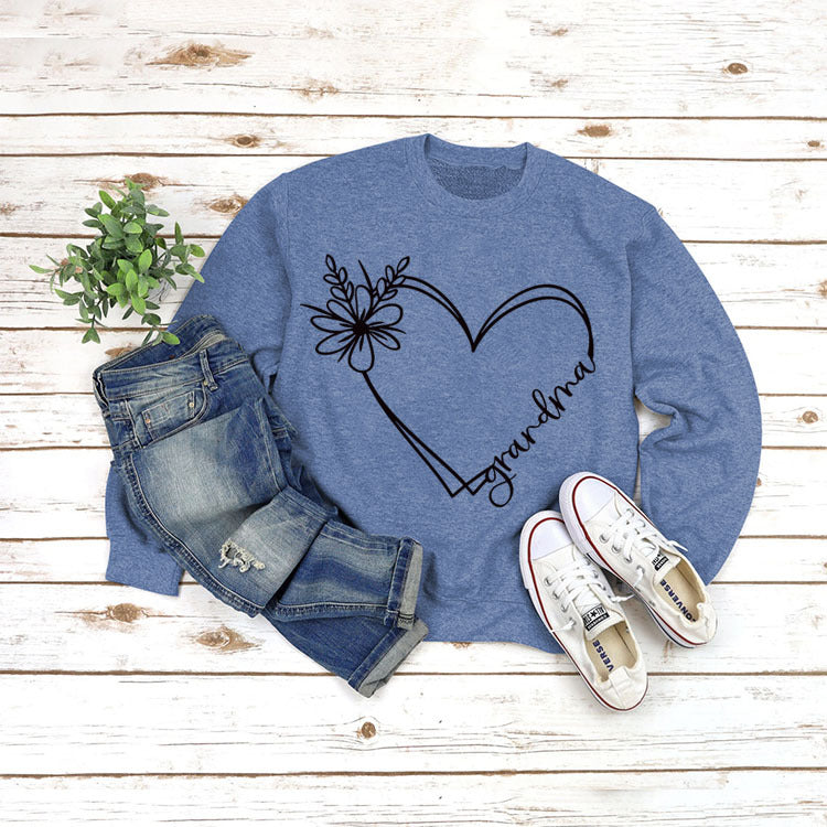 Langærmet Bedstemor-printet Løs Sweater