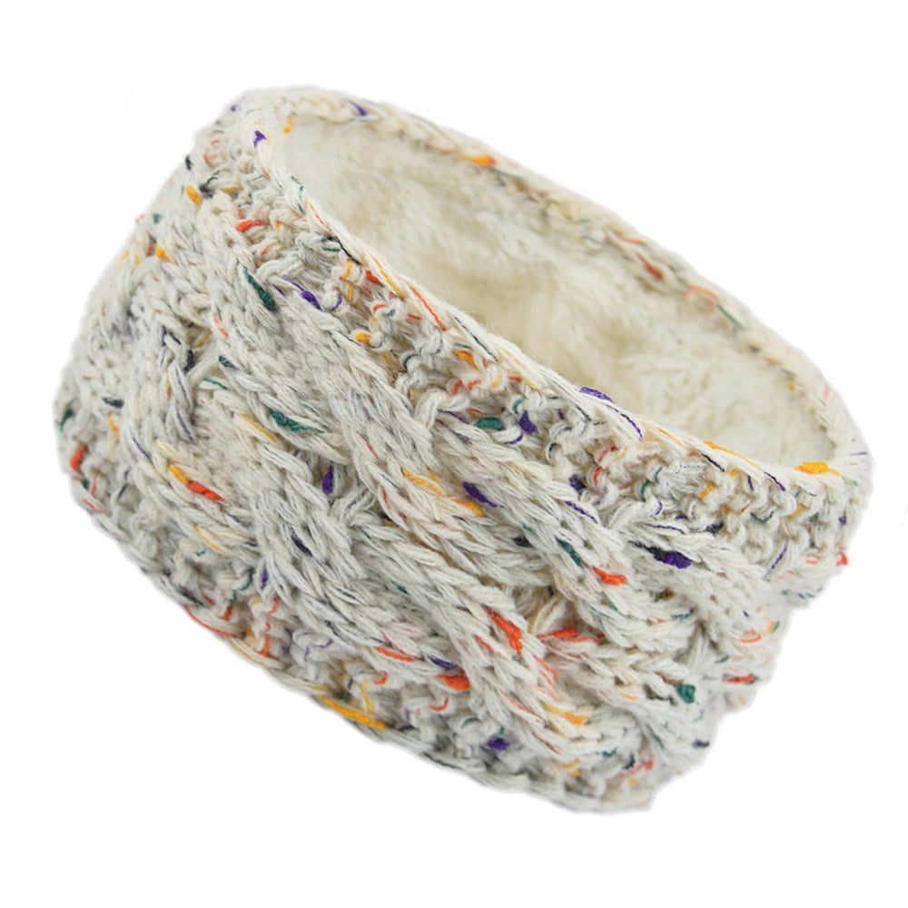 European And American Plus Velvet Knitted Hair Band Wool Color Dot Yarn Headband Variegated Warm Hair Accessories