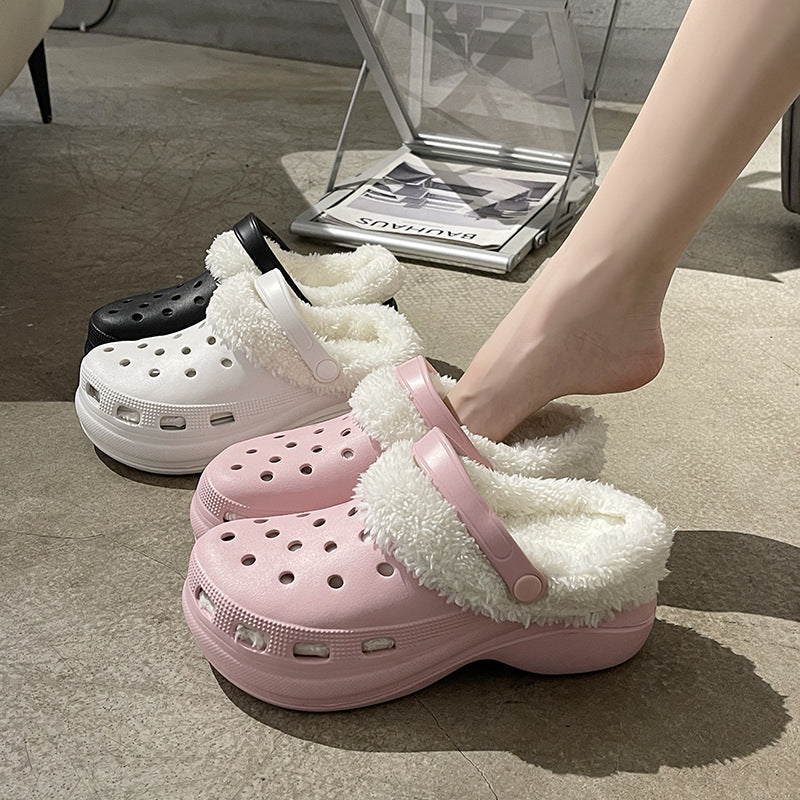 Cotton Slippers Women's Autumn And Winter Non-slip Soft Sole Platform Heel