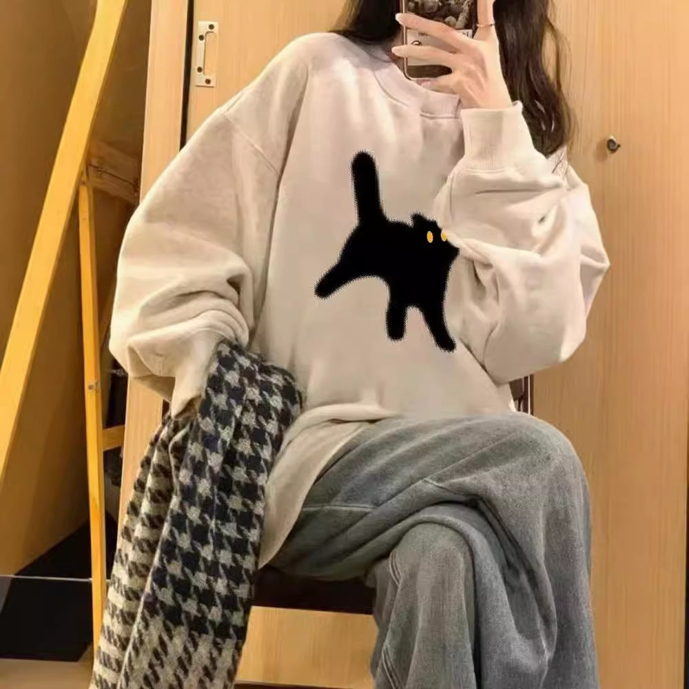 Amerikansk Retro Oversize Rundhalset Sweater Til Kvinder