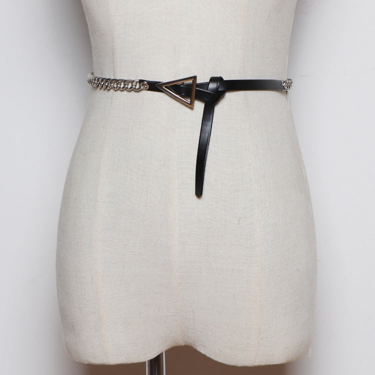 Korean Style Simple Thin Thin Belt With Triangle Buckle