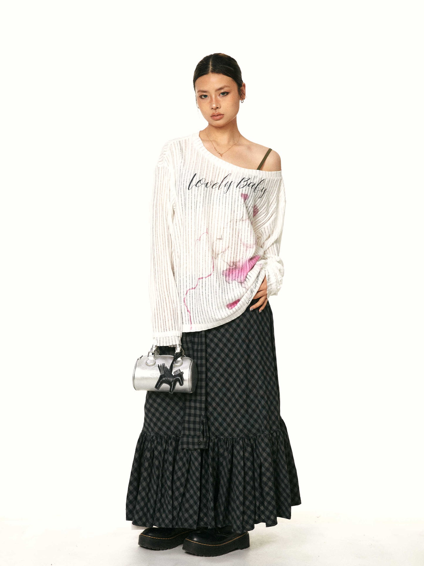Women's Retro Easy Matching Ruffled Plaid Fishtail Skirt