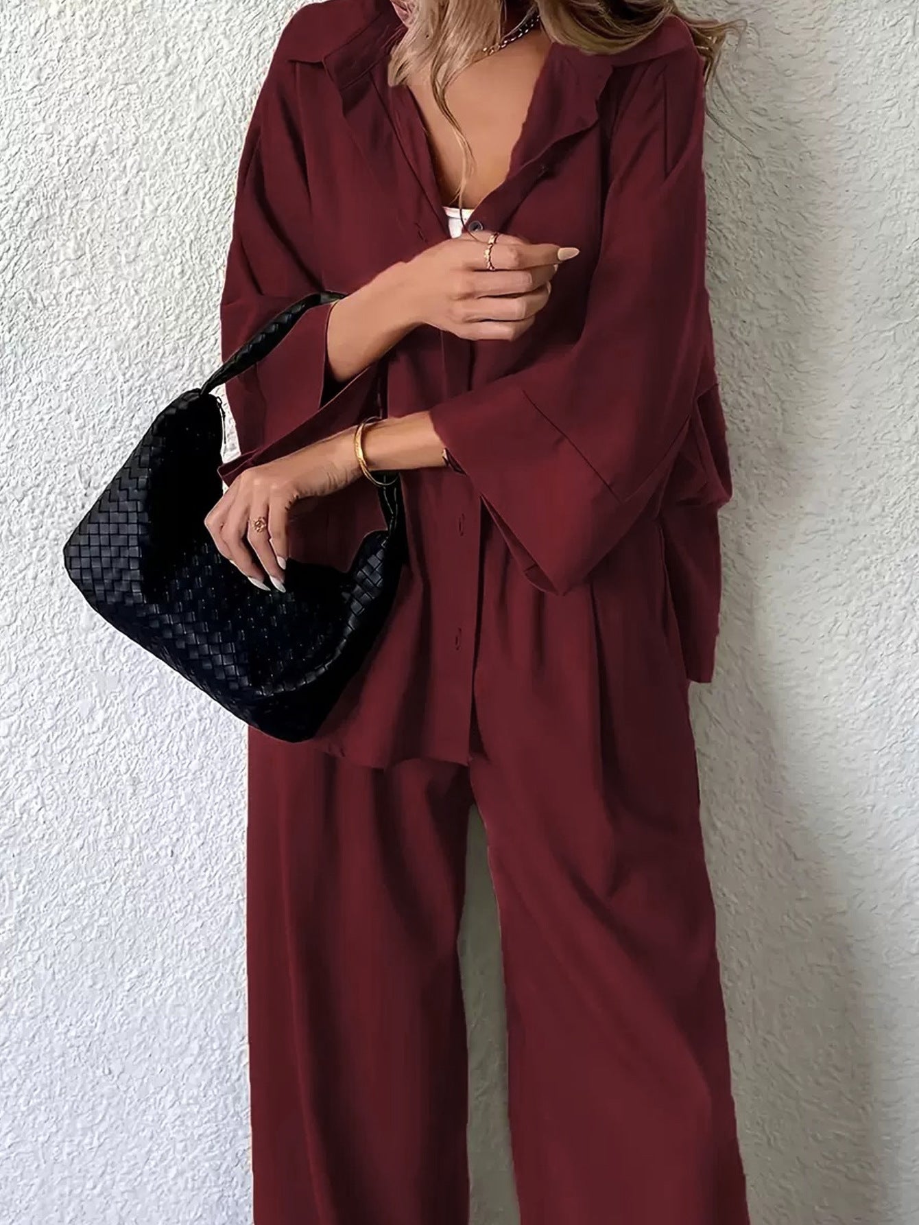Womens Plus-Size Loose Top And Pants Two-Piece Set