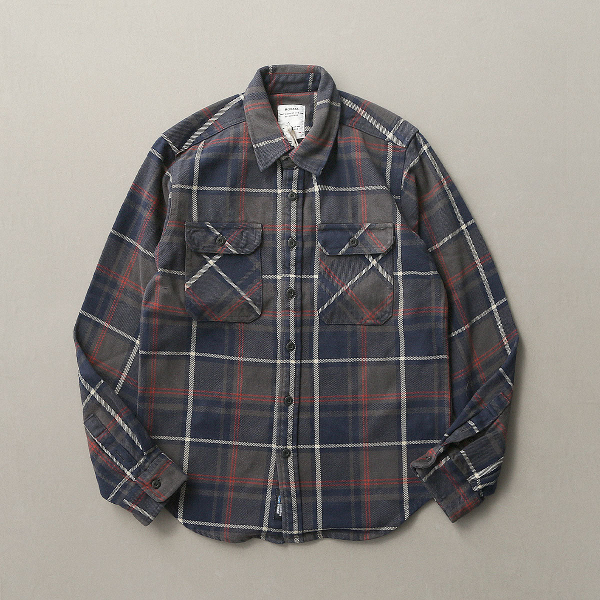 Men's Long Sleeve Retro Thick Brushed Plaid Shirt