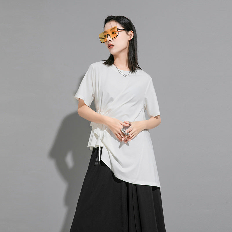 Hong Kong Style Summer Plus Size Women's Clothes Short Sleeve Batwing Shirt