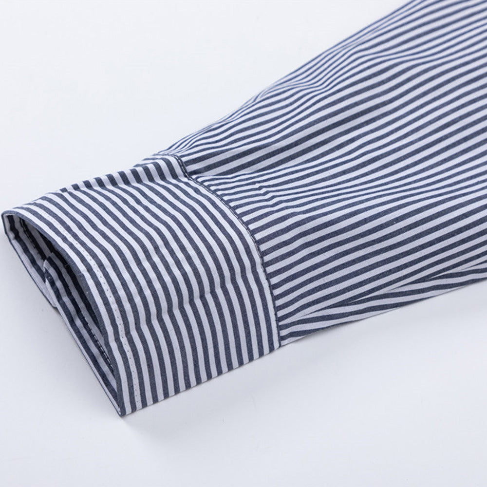 Spring And Autumn Vertical Striped Long-sleeved Shirt