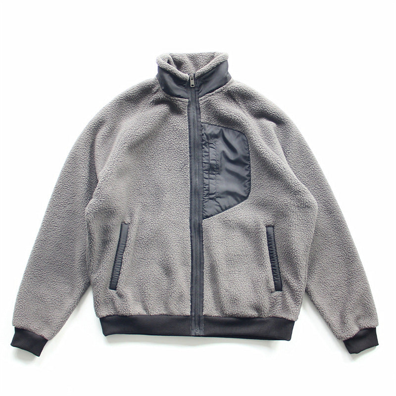 Men's Double-sided Polar Fleece Thickening Stand Collar Cashmere Hoodie