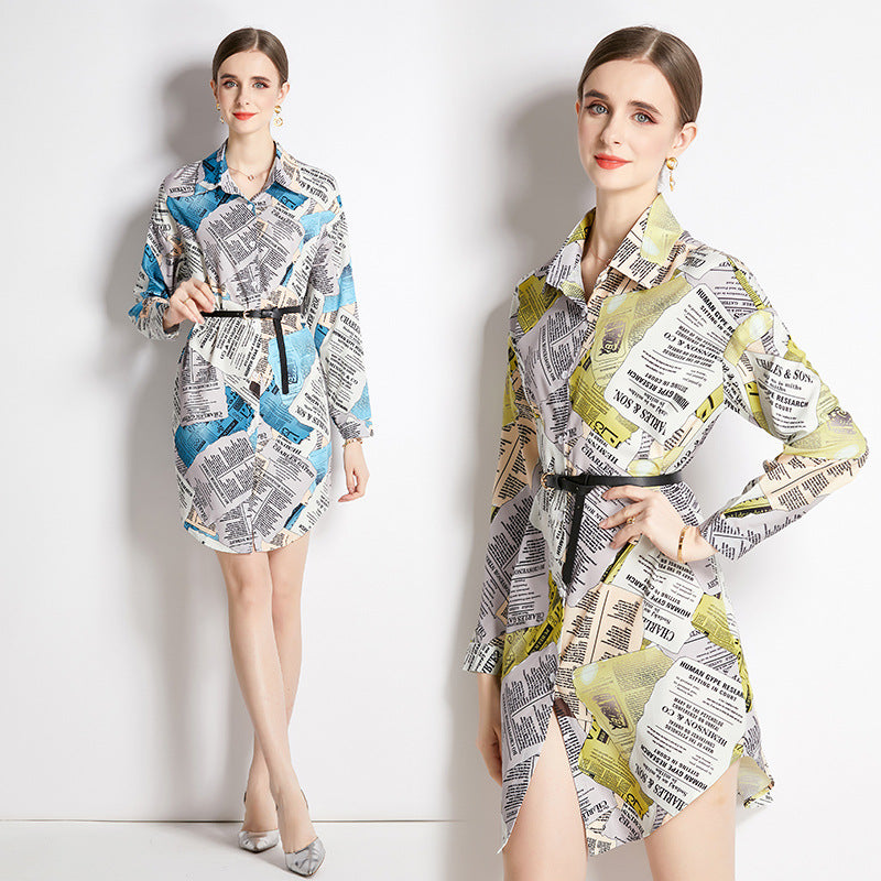Top Lapel Shirt Printed Long
