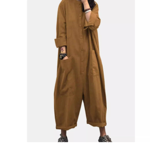 Plus Size Women's Jumpsuit With Multiple Pockets