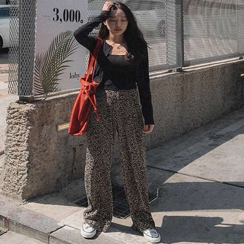 Summer Chiffon Leopard Print Loose Plus Size Casual Wide-leg Pants
