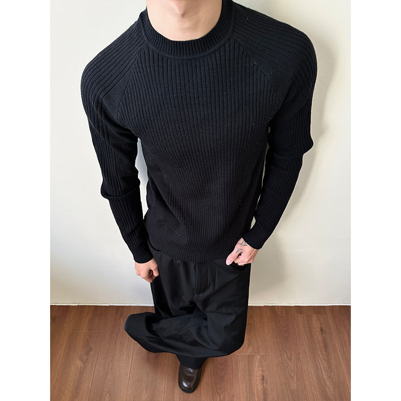 Strikket Løs Sweater med Nedsunkne Striber