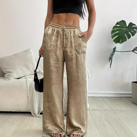 New Womens Loose-fit Gold-stamped Sequined Fashion Pants