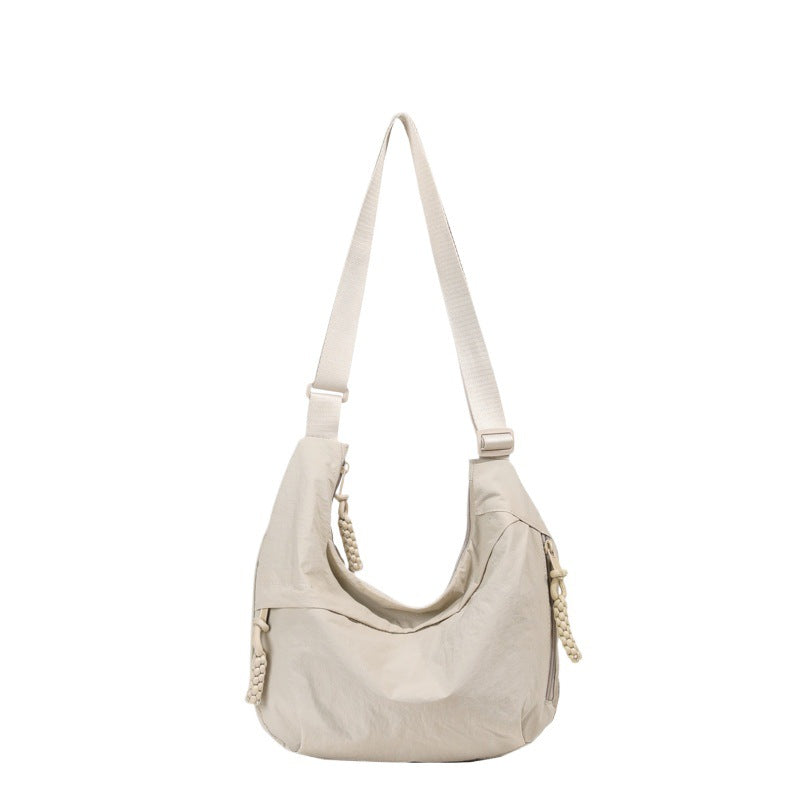 Washed Wrinkled Nylon Shoulder Travel Messenger Bag