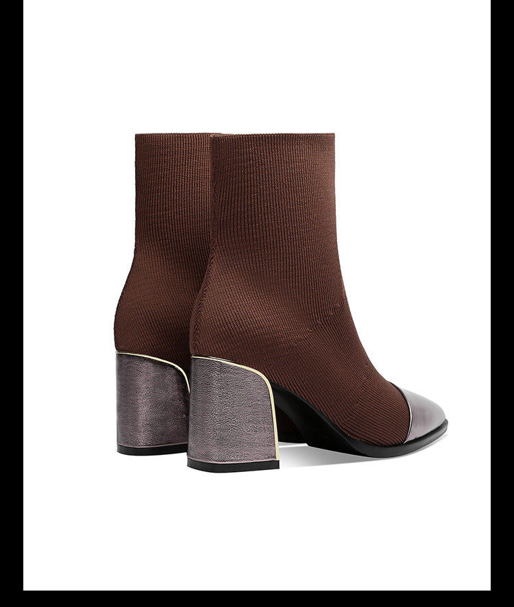 Women's Shoes Thick Heel Martin Boots Short Elastic Socks Boots