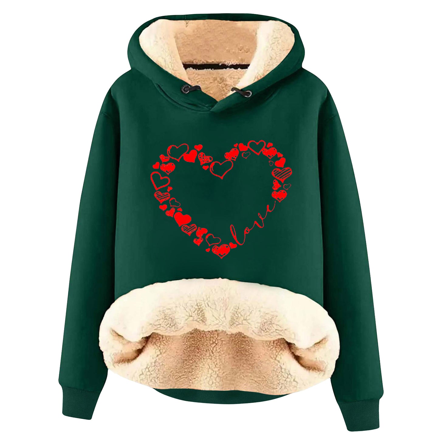 European And American Hooded Sweater Fleece Lined Padded Warm Keeping Loose Hooded Pullover