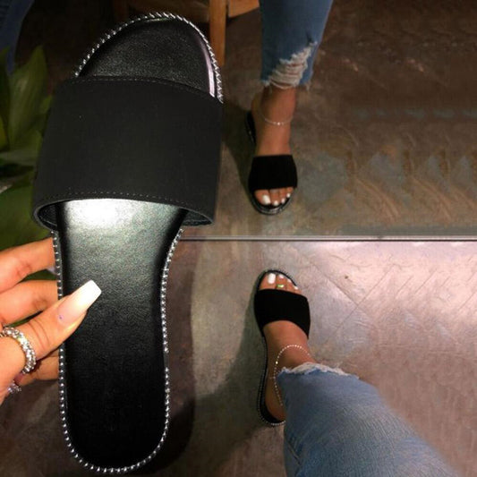 Flat-bottomed Flip-flops Transparent Foreign Trade Large Size Sandals