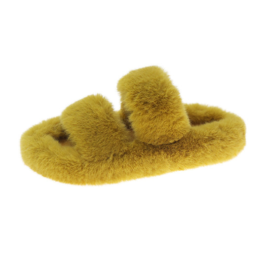 Double Strips Of Foreign Trade Hot Style Flat Bottomed Indoor Warm Slippers