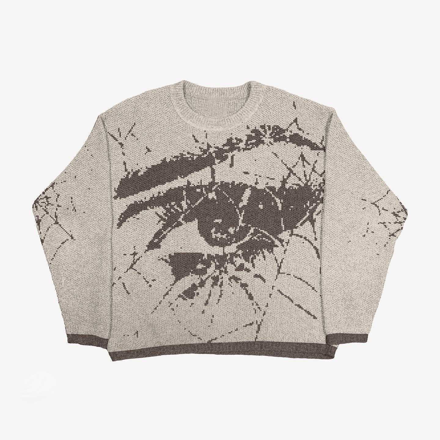 Langærmet løs sweater pullover jacquard strikketop