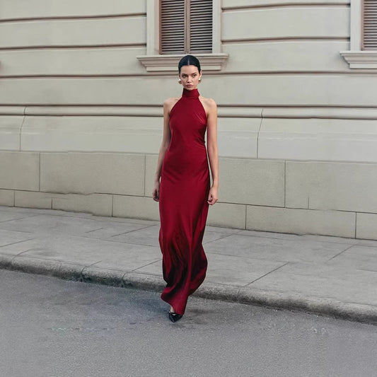 European And American-style Chic Halter-neck Bodycon Dress