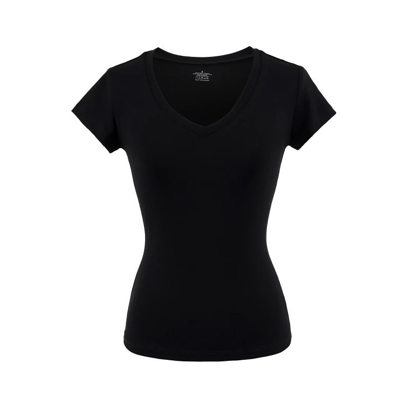 Silk Short-sleeved T-shirt Women's Short Waist-controlled Top