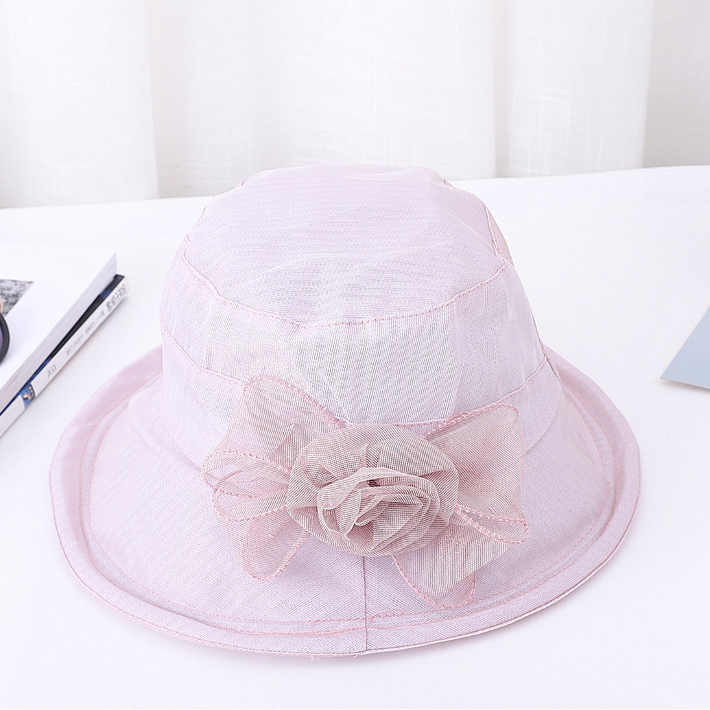 Ladies Organ Mesh Flower Top Hat Shade Foldable