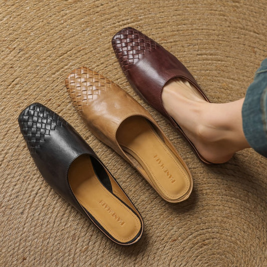 Håndlavede flade vintagesandaler til kvinder