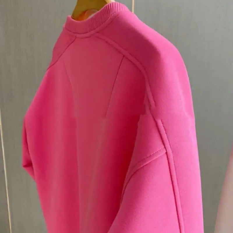 Rød Hætteløs Sweater Designfornemmelse Underdel Fløjlsforet Top